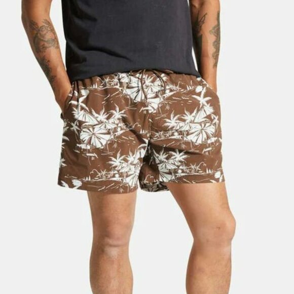 Brixton Mens XL NWT Voyage Hybrid Swim Trunks Shorts 7" Inseam Brown Tropical - Picture 3 of 9